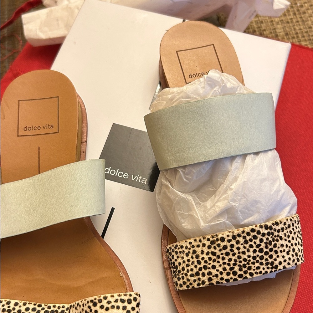 Dolce Vita Mint and Animal Print Sandals